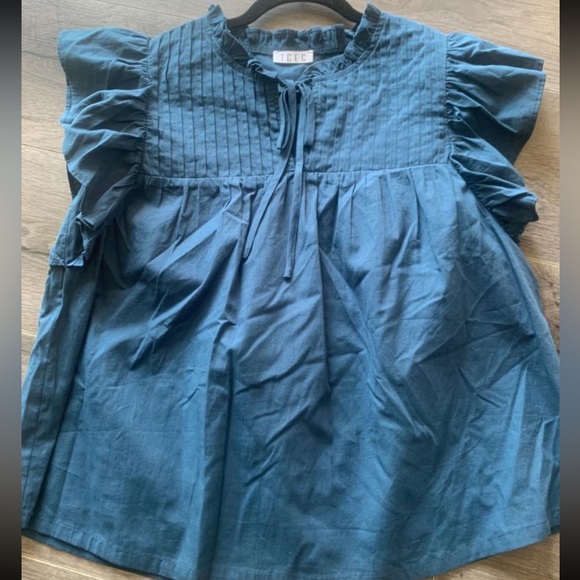 Tops - Blue ruffle blouse